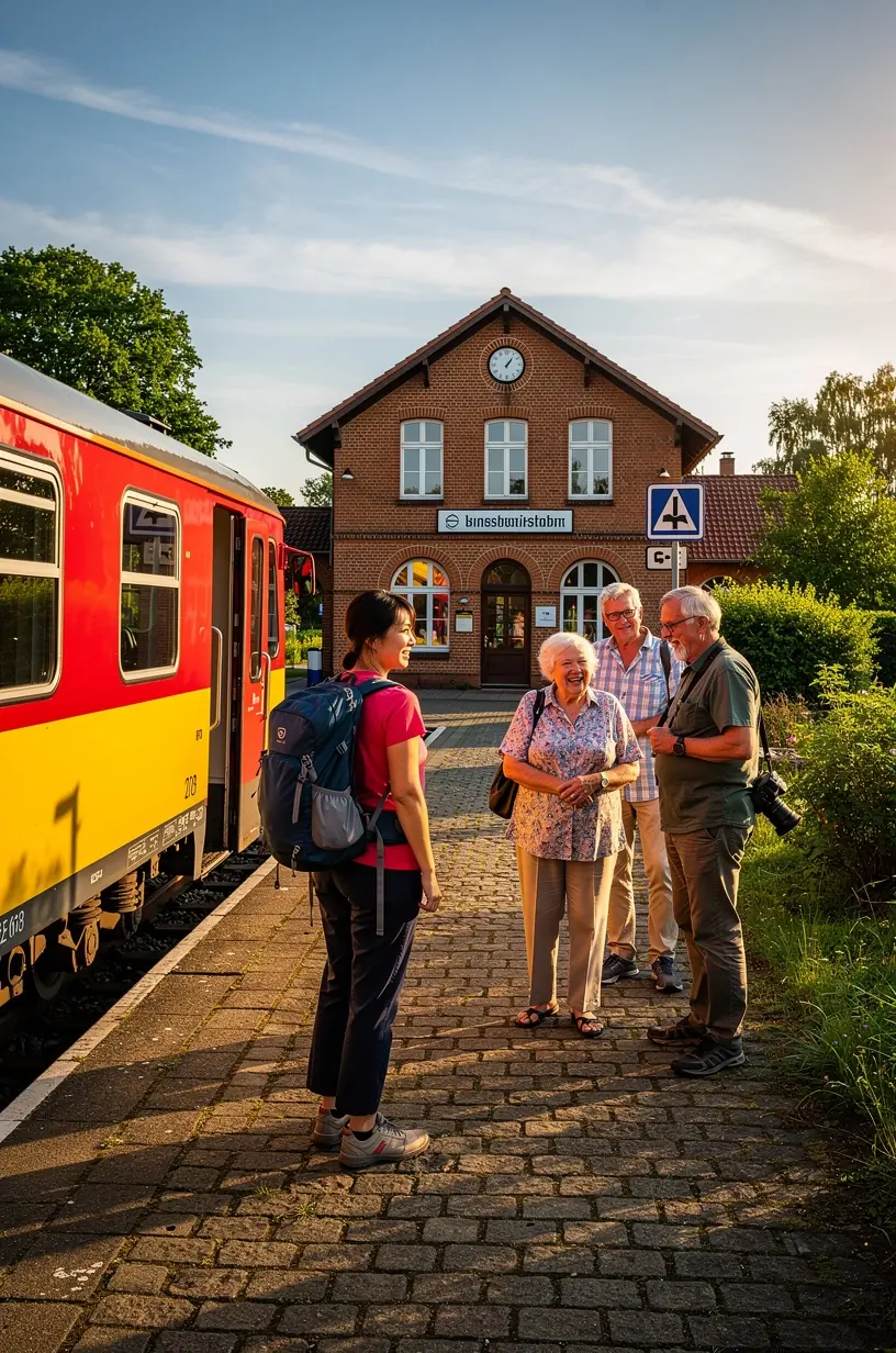 Interaktive Karte Deutschlands mit markierten landschaftlich reizvollen Bahnstrecken und Haltepunkten